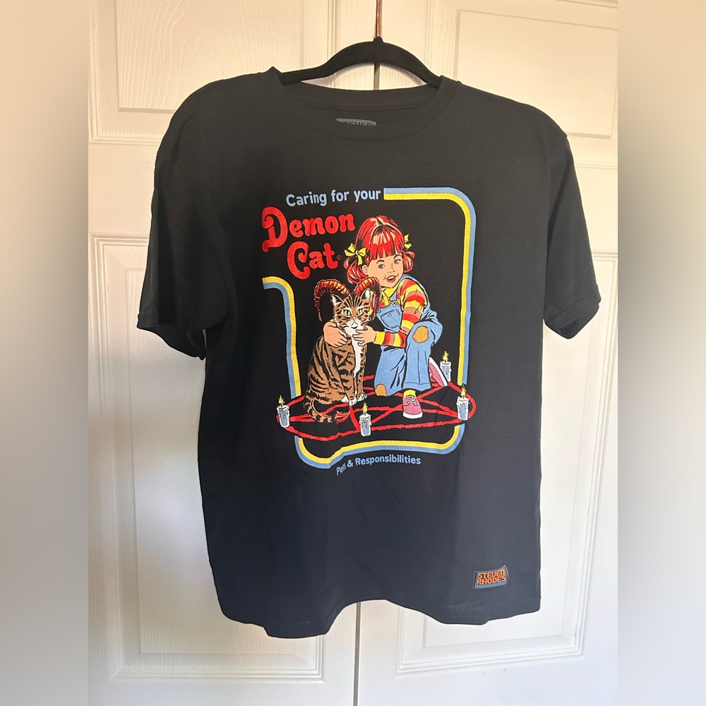Black Demon Cat Graphic T-Shirt